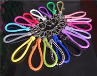 Wholesale Mixed Braided PU leather Cord keychain Car Key chain auto Carabiner Keyring Women Hand Bag accessories key holder