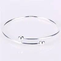 Unscrew 925 Silver Bangle, 2mm Fine Sterling Silver Adjustable Opening Bangle Silver/ Gold Color, Balls Can Be Turned On And DIY With Charms
