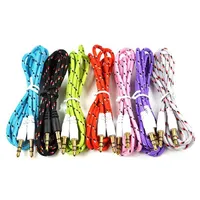 Braided Fabric Audio AUX Cable For phone 1M Colorful 3.5 mm Male to Male Stereo Audio cables Cord universal