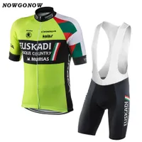2017 사이클링 저지 세트 Euskadi 스페인 팀 의류 자전거 착용 녹색 팀 자전거 프로 타고 MTB 도로 착용 NowGonow 젤 패드 Bib 반바지 Maillot