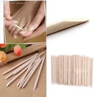 Hot Selling-100x Nail Art Orange Wood Sticks Cuticle Pusher Remover Nail Art Beauty Tool New All Houten Nail Push