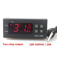 Deux sorties de relais LED Thermostat de thermostat de thermostat de thermostat STC-1000 220V 10A chauffe refroidir avec capteur de température