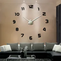 Venda quente 3D DIY relógio de parede moderno design saat reloj de pared arte de metal relógio sala de estar acrílico espelho relógio horloge murale