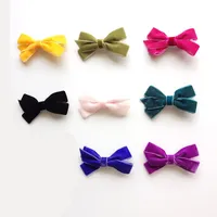 Velvet Material Bowknot Hair Clips Double Ribbon Headwear Soft Color for Princess New Design Autumn and Winter Style Charm Bow hairpins