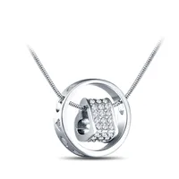 Marca de moda deisgn corazón en círculo colgante collar Hecho con elementos de Swarovski cristales para novia collar de boda joyería 2017 regalo