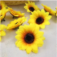 100pcs 6.5cm Yapay Ayçiçeği Başkanı Diy Düğün Çiçek Headware Aksesuarları Parti Pecoration Düğün Süsleme Yapay Çiçekler