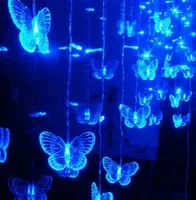 Butterfly LED-sträng gardinljus för festival semesterbröllop 3.5 * 0,6m 100LEDS Julkrans
