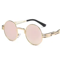 Metal Sunglasses Men Round Sunglass Steampunk Goggles Coating Sun Glasses Retro Lentes Oculos of Male UV400 Y114