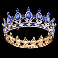 Pageant Full Circle Tiara Clear Austrian Rhinestones King / Queen Crown Wedding Bridal Crown Cardume Party Art Deco