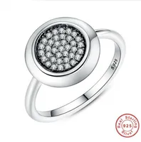 Großhandel neuer Real Sterlingsilber 925 Signature Pave Round Ring mit klarem Zirkonia Jahrestag Schmuck für Frauen mit Logo
