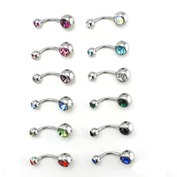 Mix Style Mode Belly Button Ringen 316L Rvs Double Barbell Curvy Navel Body Piercing Sieraden