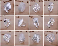 Nieuw aankomen 925 zilveren sieraden 50 stijl 50 stks veel charmante vrouwen meisjes finge ringen multi stijlen ringen mix grootte mix bestellen Hot koop
