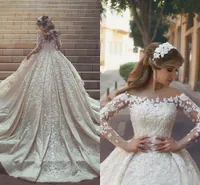 2019 New Designer Top Quality Jewel wedding dresses Ball Gown gorgeous Long Sleeves Illusion Bodice wedding gowns