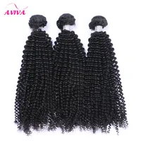 Paquetes de tejido de pelo virgen rizado brasileño Sin procesar Brasileño Afro Kinky Remy Remy Human Hair Extensions 3pcs Lot Natural Negro suave completo