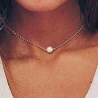 Envío gratis simple fashion girls choker collar para las mujeres de moda de imitación lindo perla perla colgante druzy collar de joyería al por mayor