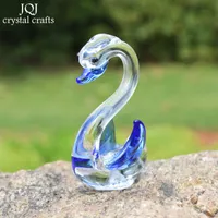 K9 Crystal Swan Figurines Miniatyrer Handgjorda Feng Shui Ornaments Glas Animal Hantverk För Hem Dekoration Tillbehör Gåvor