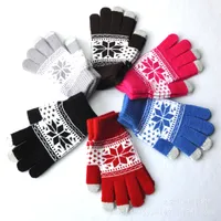 Jacquard gants écran tactile flocon de neige fleur érable motif gants pour femmes hommes
