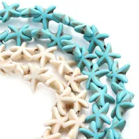 Estrella de mar SPACER AZUL BLANCO BLANCO Turquisise Beads Pequeñas perlas de semillas DIY Pulsera Joyería Haciendo 38pcs / Strand 13mm * 13mm