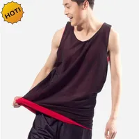 Wholesale 2017 indoor Summer Cheap Mesh Black Red Breathable Vest Men Loose ball Game Tops Double Sided Wear tank top jersey