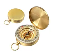 Camping Equipment Outdoor Multi - Function Waterproof Luminous Copper Compass Retro Mini Pocket Compass Keychain for Camping Hiking