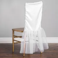Livraison gratuite 50 pcs Nouveau design Tulle Tutu / organza satin Housse de chaise Chaise Chiavari Cap pour la décoration de mariage