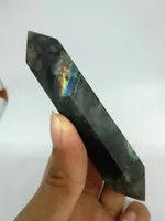 Wysokiej jakości naturalny labradoryt kwarcowy kryształ podwójna zakończona różdżka gojenie naturalne kamienie i minerały na prezenty świąteczne Darmowa wysyłka