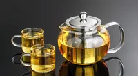 1 TAKıM YENI Isıya Dayanıklı Cam Çay Potu Çiçek Çay Seti Demlik Ile Puer su ısıtıcısı Kahve Demlik 1 ADET 950 ML demlik + 2 adet Fincan J1032-2