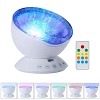 Amazing Romantic Remote Control Ocean Wave Projector 12 LED 7 Colors Night Light with Built-in Mini Music Player for Living Room and Bedroom