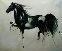 Abstraktes schwarzes Pferd Handgemachtes Tierkunst Ölgemälde auf Leinwandmuseum Qualität Multi Größen Zhon