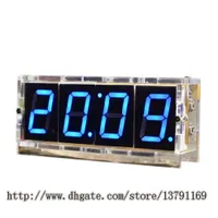 4 dígitos LED diy eletrônico despertador digtal kit módulo grande tela azul LED prática conjunto