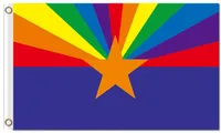 Hot Sale Arizona Rainbow Flaggor Anpassade flaggor med fyra metallgrommets 100D Polyester Anpassade dekoration Banderoller