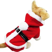 Traje de perro de Papá Noel Ropa para mascotas de navidad Productos para mascotas con sombrero Perrito Perro Gato Suministros Ropa interior Rojo Abrigos de cinturón negro