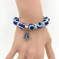 Evil Eye Strands Beaded Bracelets Unisex Fatima Hand Blue Eyes Beads Bracelet Fashion Jewelry Gift