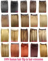 16 - 28 pollici 80G-200G 100% Brasiliano Remy Flip Human Hair Extensions Hey Piece Set Fish Line Nessuna clip naturale Straight