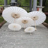 Bridal Свадебные зонтики Белая Бумага Зонтик Китайский Мини Chaft 4 Диаметр 20 30 40 60см Зонтики оптом