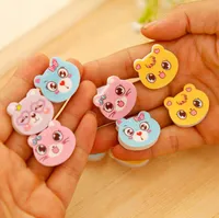 4pcs/lot cute cartoons animals cate head shaped rubber pencil eraser for promotion gift school office supplies stationery RANDOM COLOR