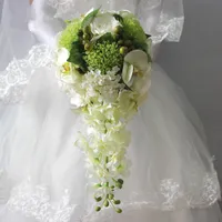 2018 Элегантный Водопад Свадебные Цветы Свадебные Брошь Букеты Для Невест Bruidsboeket Капельки Искусственные Свадебные Букеты Невесты