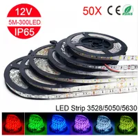 Hurtownie 5m RGB LED Strip Light 5050 5630 2835 3528 SMD 60EDS / M LED Stripe String Elastyczne Taśma LED Wodoodporna 250meter 50 sztuk / partia