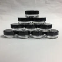 Hohe Qualität leere Plastikbehälter Gläser runde schwarze Schraubverschluss Deckel mit Clear Belag Kosmetische Creme Pot Make-up Lidschatten Nails Pulverflasche