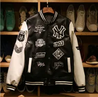 MLB Мужские куртки 2017 Марка Caual Mens new york yankees Натуральное кожаное пальто Fashion Hip Hop баскетбольная куртка Толстовки