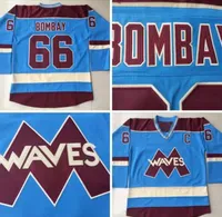 Blue 66 Gordon Bombay Hockey Jerseys安い非常にまれな予約ゴードンボンベイガンナーStahl Mighty Aucks Wavesホッケーの制服