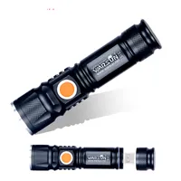 Partihandel Vattentät USB-laddare Kraftfull Lanterna Tactical Torch Flash Light Linterna Led Zoomable för jakt Gladiator Zaklamp Ficklampa