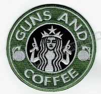 Groothandel pistool koffie geborduurde ijzer op patch tactische militaire badge elk kledingstuk vest ruiter patch DIY applique borduurwerk patch