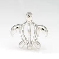 Katı 925 Gümüş Deniz Kaplumbağası Locket Kafes, Gümüş Açabilir Inci Boncuk Kafes Kolye Uydurma DIY Mücevherat Charms