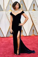 Taraji P. Henson 89. Oscars Meerjungfrau Black Evening Dress Celebrity Sweep Train Lange formale Partykleid Custom Made Plus Size