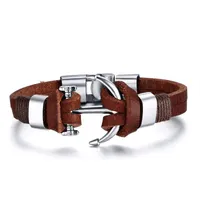 Men&#039;s Leather Bracelet Jewelry Pirate Style Alloy Anchor Bracelet For Male JoyerIa Anclas Pulsera & Brazalete