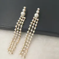 Nowa marka Barokowa Pearl Stud Kolczyki Dla Kobiet Moda Biżuteria 2017 Złote Kolczyki Pearl Tassel Wisiorek Kolczyki Ślubne Bijoux Brincos