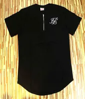 Wholesale- 2016 New supbig sik silk siksilk T shirt black white spot long style Hip Hop T-shirt shirts Tops Men Longline tees With