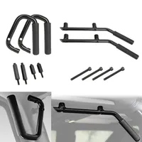 Front & Rear Grab Bar Grab Handle Kit Fit 2007-2015 Jeep Wrangler JK 2DR/4DR Solid Steel Black