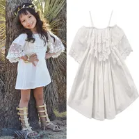 Baby Girl Pagenant Suknie Moda Koronka Biała Dress Dla Dzieci Księżniczka Party Tutu Sundress Krótkie Rękawy Onesie Maxi Stroje Małe ubrania
